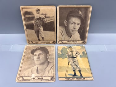 Lot of (4) 1940 & 41 Play Ball Baseball Cards - Varying Conditions