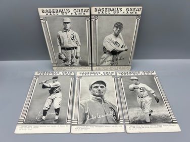 Lot of (5) 1948 Baseball's Greats Hall of Fame Exhibits Cards - Varying Conditions