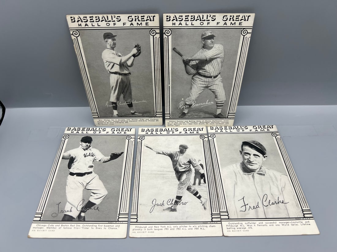 Lot of (5) 1948 Baseball's Greats Hall of Fame Exhibits Cards - Varying Conditions (1 of 2)