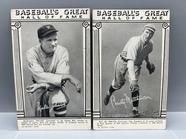 1948 Baseball's Greats Hall of Fame Exhibits Walter Johnson & Christy Mathewson