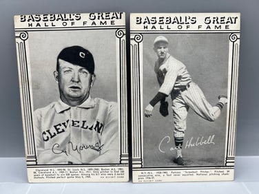 1948 Baseball's Greats Hall of Fame Exhibits Cy Young & Carl Hubbell