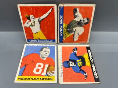 Lot of (4) 1948 Leaf Football Cards - Varying Conditions