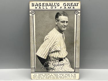 1948 Baseball's Greats Hall of Fame Exhibits Lou Gehrig