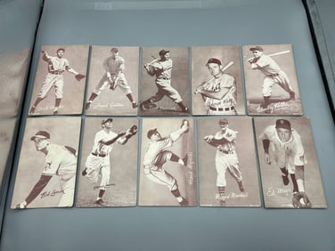 Lot of (10) 1947-66 Exhibits Baseball Cards - Varying Conditions - Keller & Mayo Have Writing On