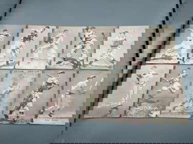 Lot of (10) 1947-66 Exhibits Baseball Cards - Varying Conditions - DiMaggio Has Writing On Back