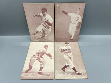 Lot of (4) 1947-66 Exhibits Baseball Cards - Varying Conditions - All Were Only Produced In 1947
