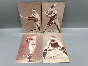 Lot of (4) 1947-66 Exhibits Baseball Cards - Varying Conditions - Tougher To Find Names