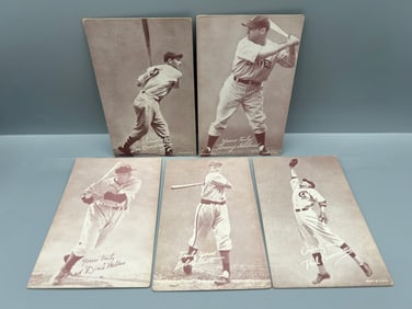 Lot of (5) 1947-66 Exhibits Salutations Baseball Cards - Varying Conditions