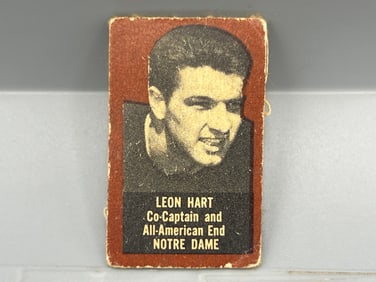 1949-50 Topps Felt Backs Leon Hart #35 - Tougher Brown Background Variation