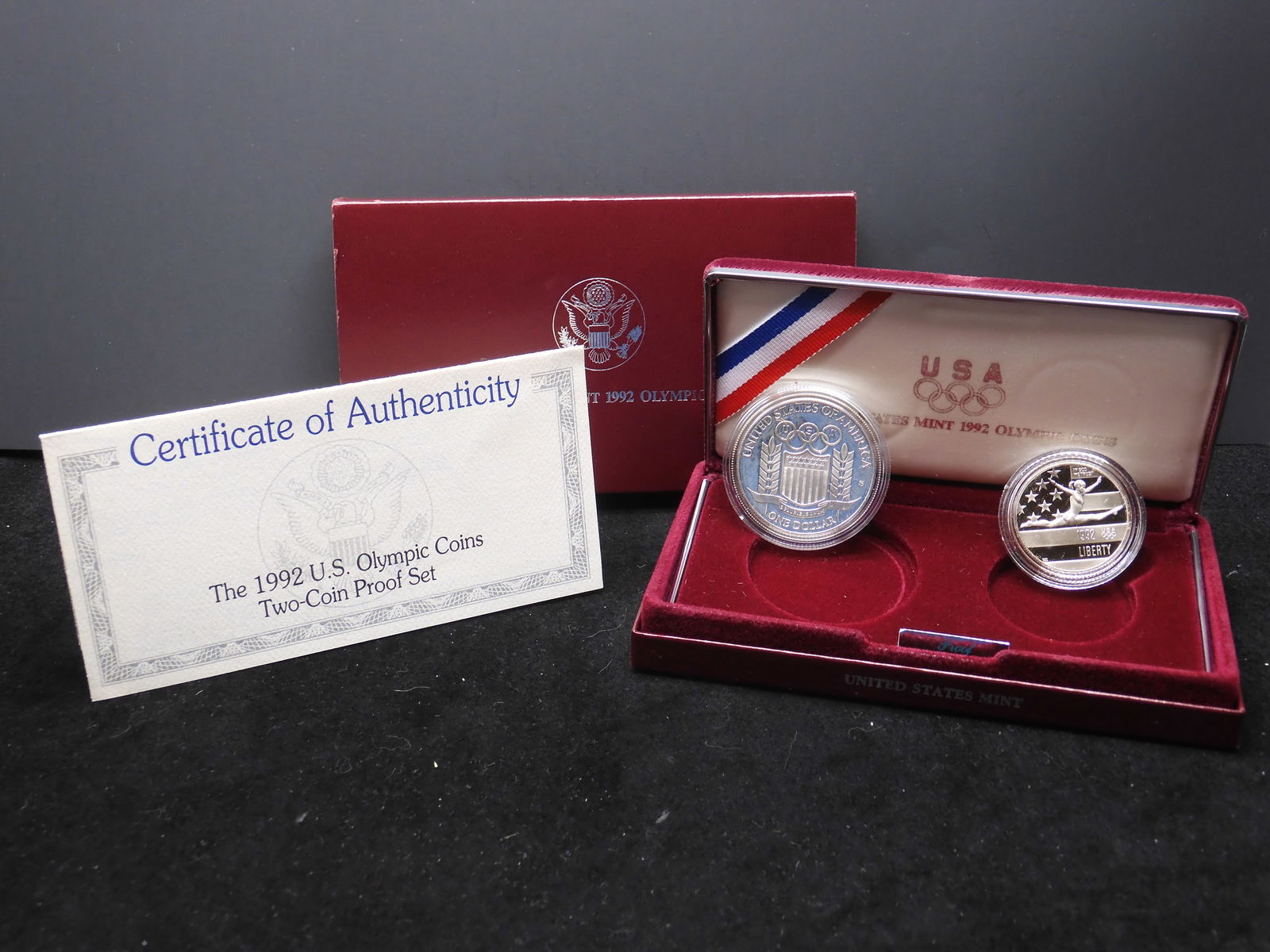 1992-S PROOF  U.S. Olympics - Baseball & Gymnast Commem 2-Coin Set in OGP w/ COA (1 of 5)