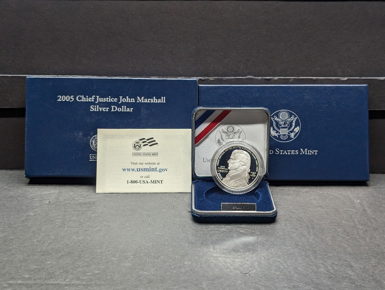2005-P PROOF Chief Justice John Marshall Commem Silver Dollar in OGP w/ COA: 2005-P PROOF Chief Justice John Marshall Commem Silver Dollar in OGP w/ COA