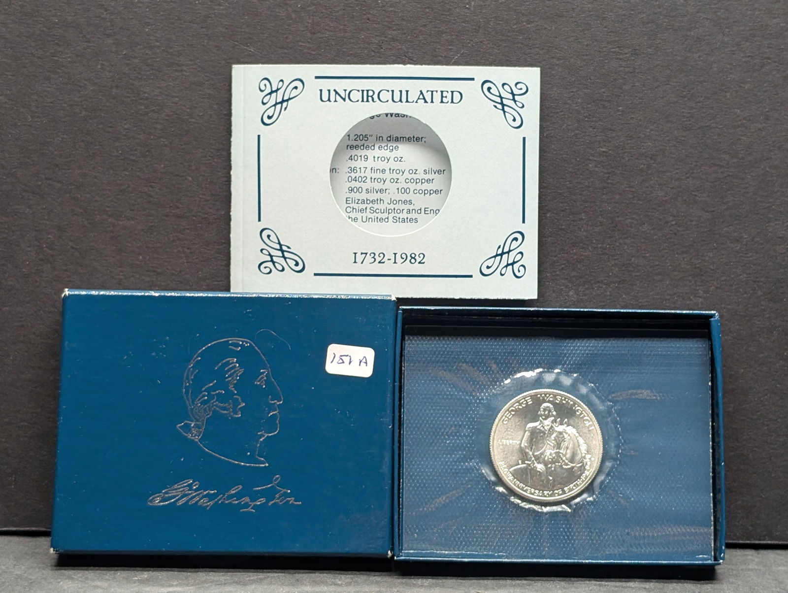 1982 D Washington Half Dollar Commemorative. 90% silver. GEM Uncirculated in original box. (1 of 4)