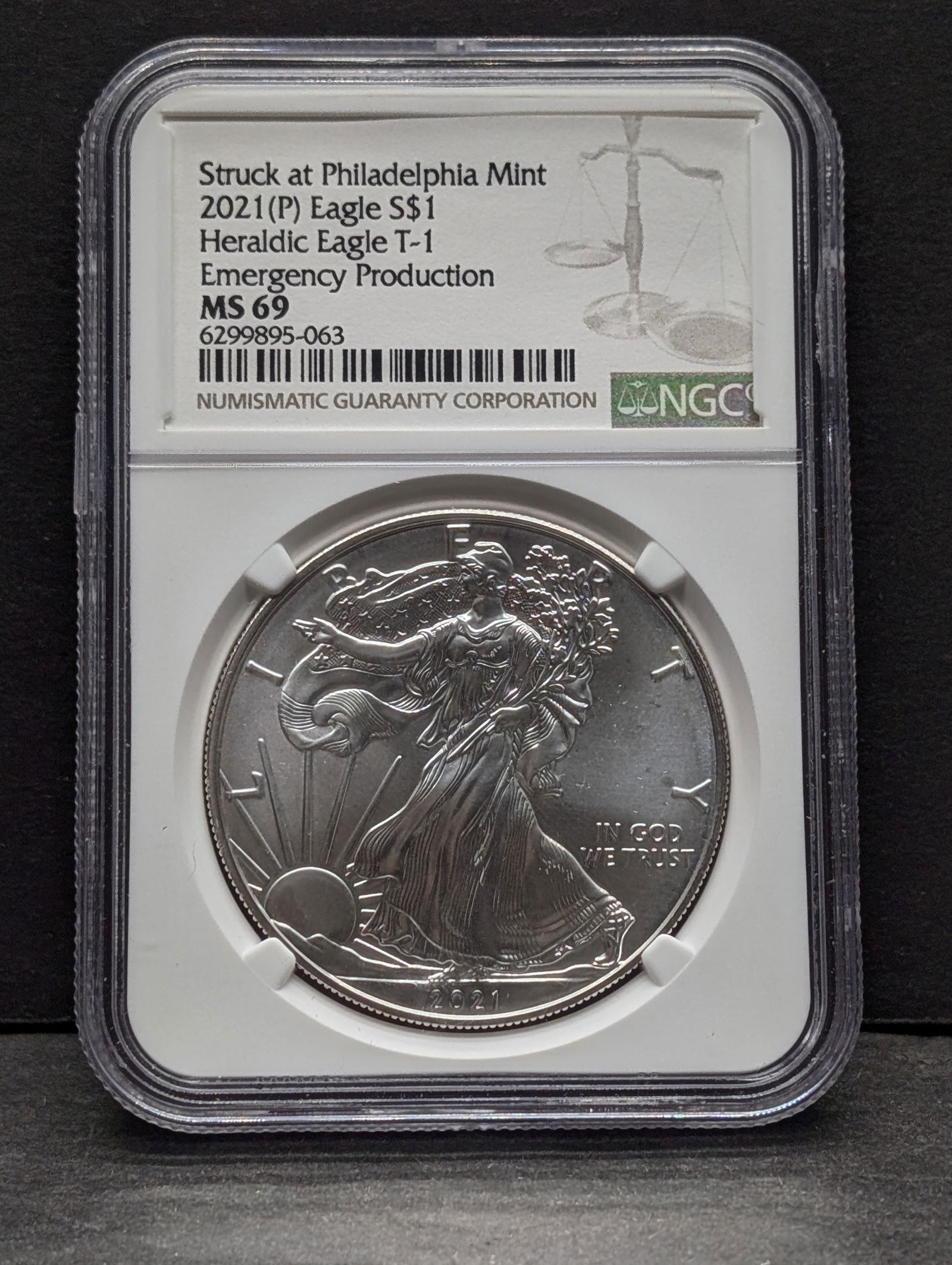 2021(P) Heraldic Eagle T-1 American Silver Eagle - NGC MS69 *Emergency Production* (1 of 3)