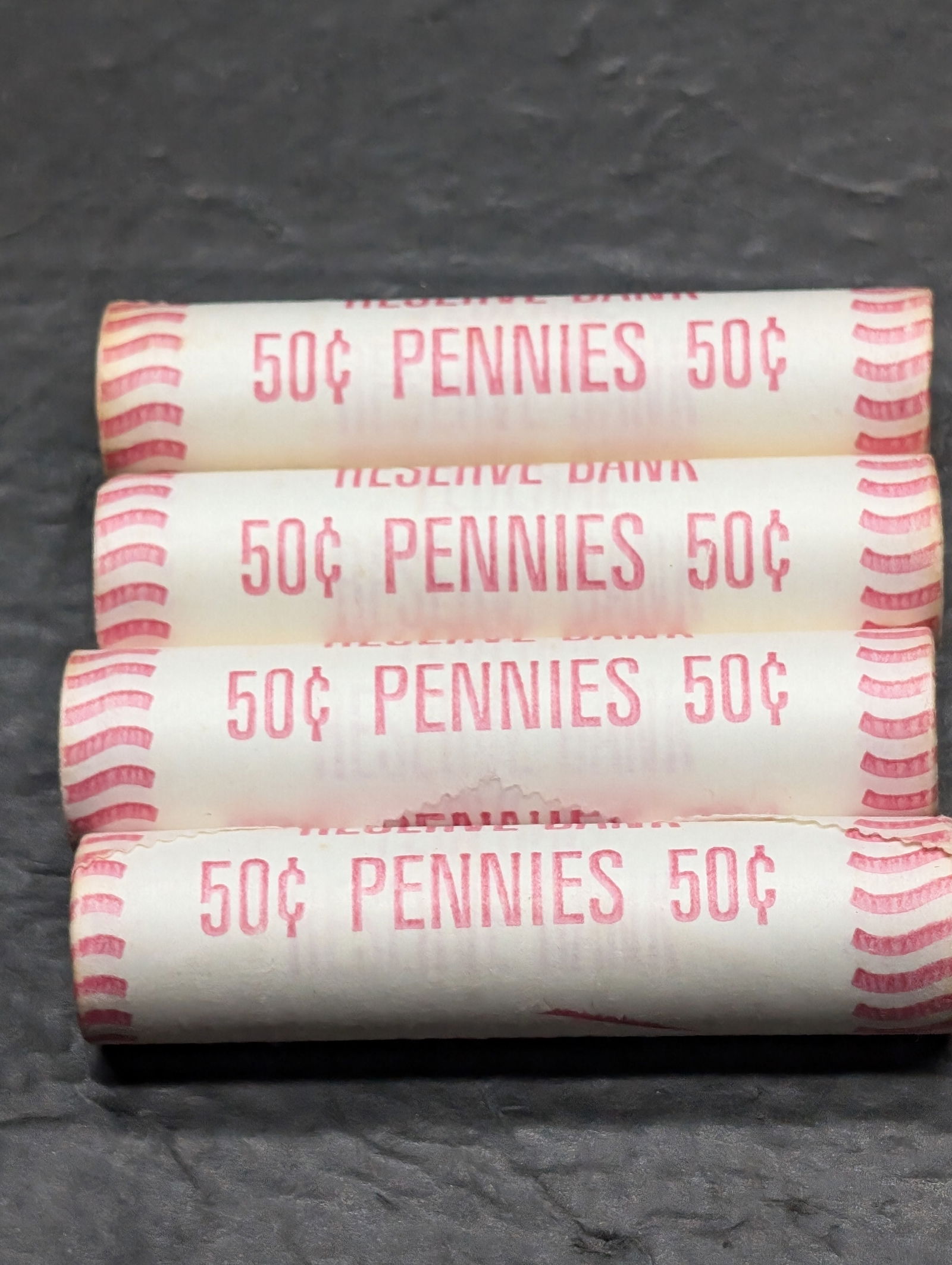 Four 1976 P Lincoln Memorial Cent Rolls. Sealed Federal Reserve wrapped rolls. GEM Red BU. (1 of 3)