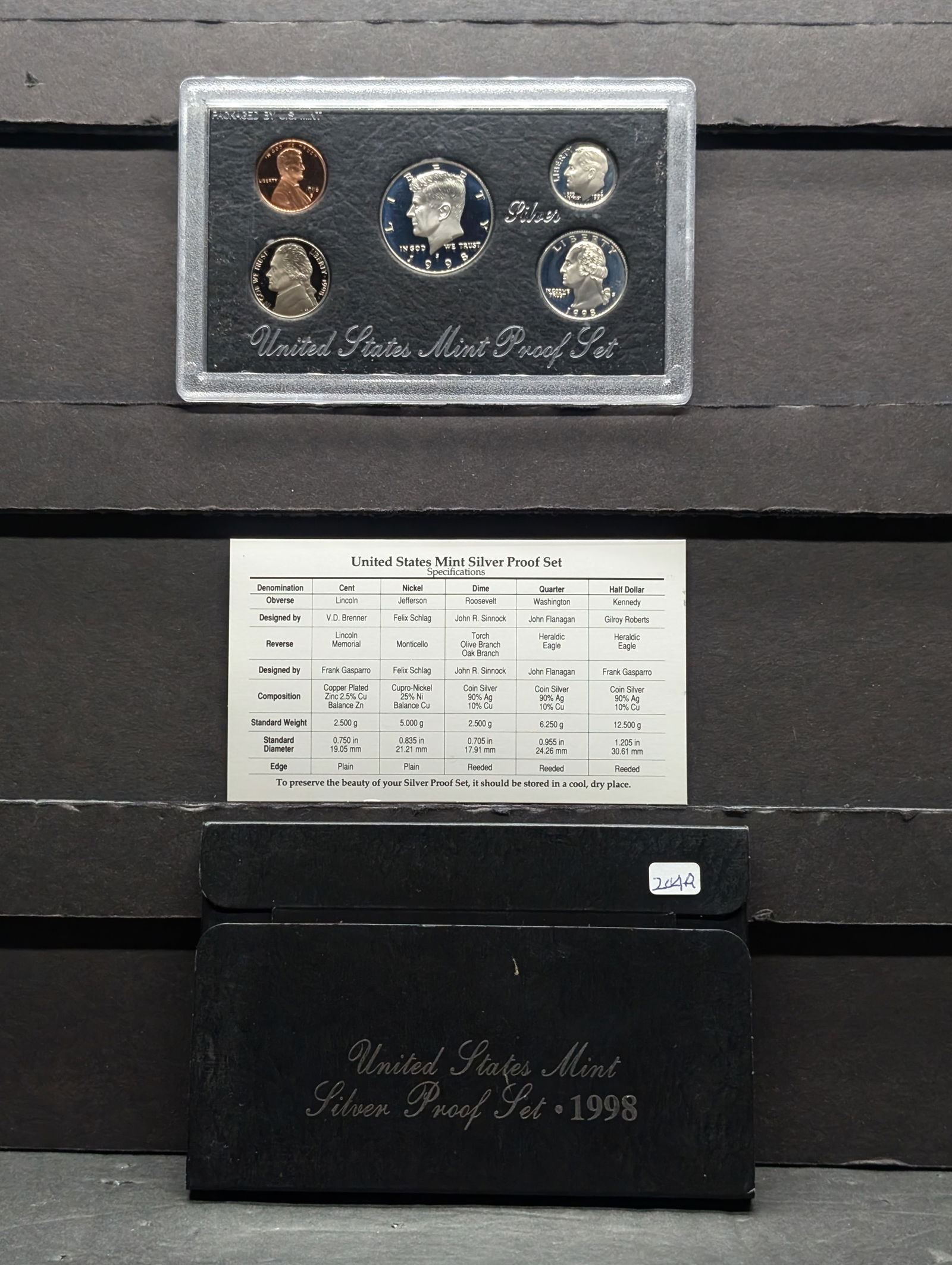 1998 S 90% Silver Proof Set in original box. GEM. (1 of 4)