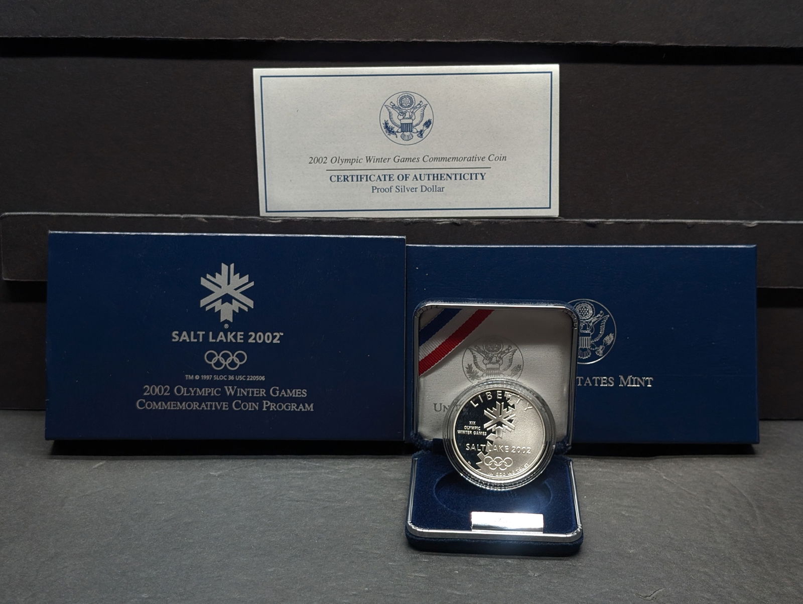 2002-P PROOF Salt Lake Winter Olympic Games Commem Silver Dollar in OGP w/ COA (1 of 4)