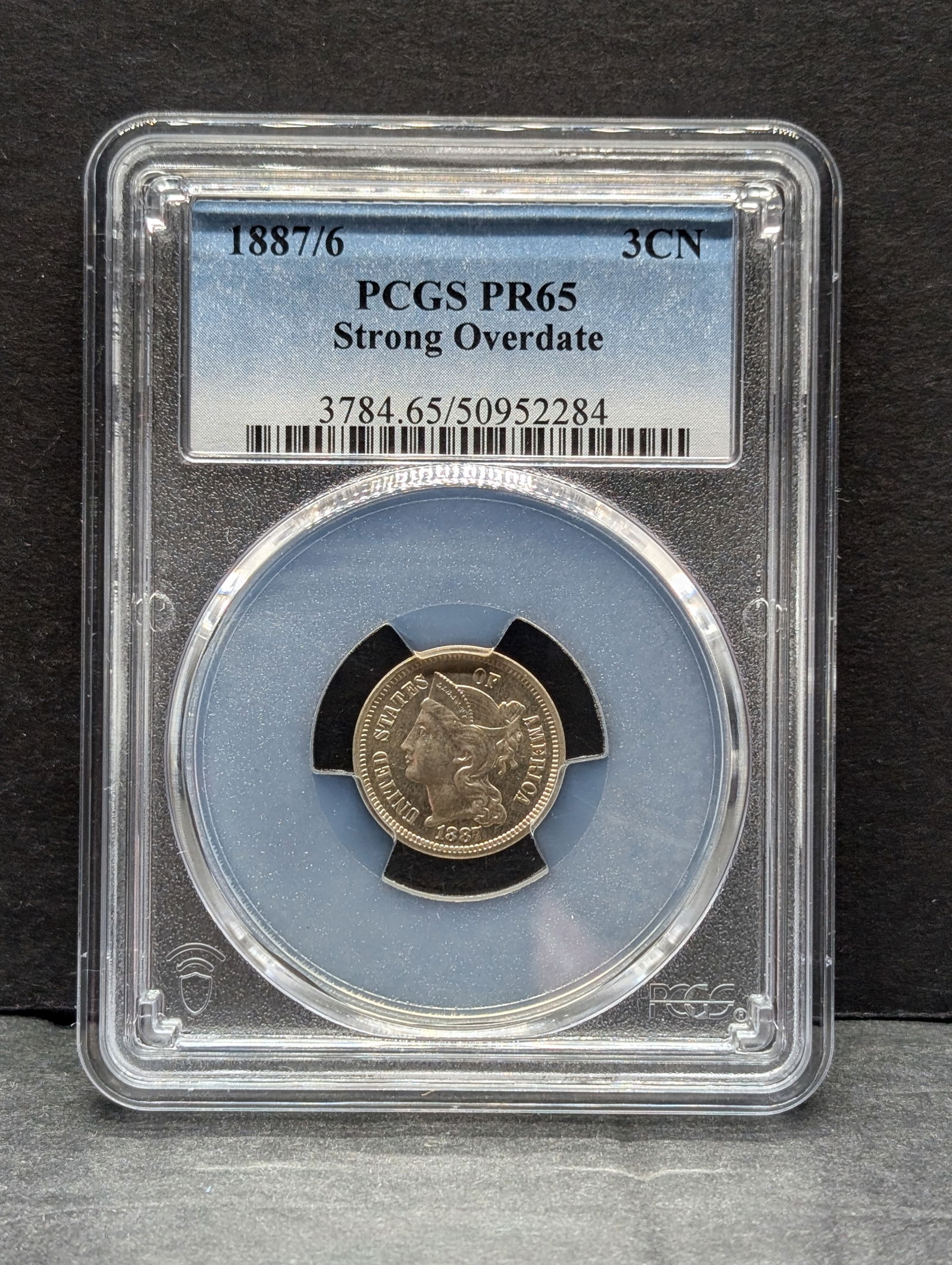 1887/6 PROOF Three Cent Nickel w/ Strong Overdate - PCGS PR65 (1 of 3)