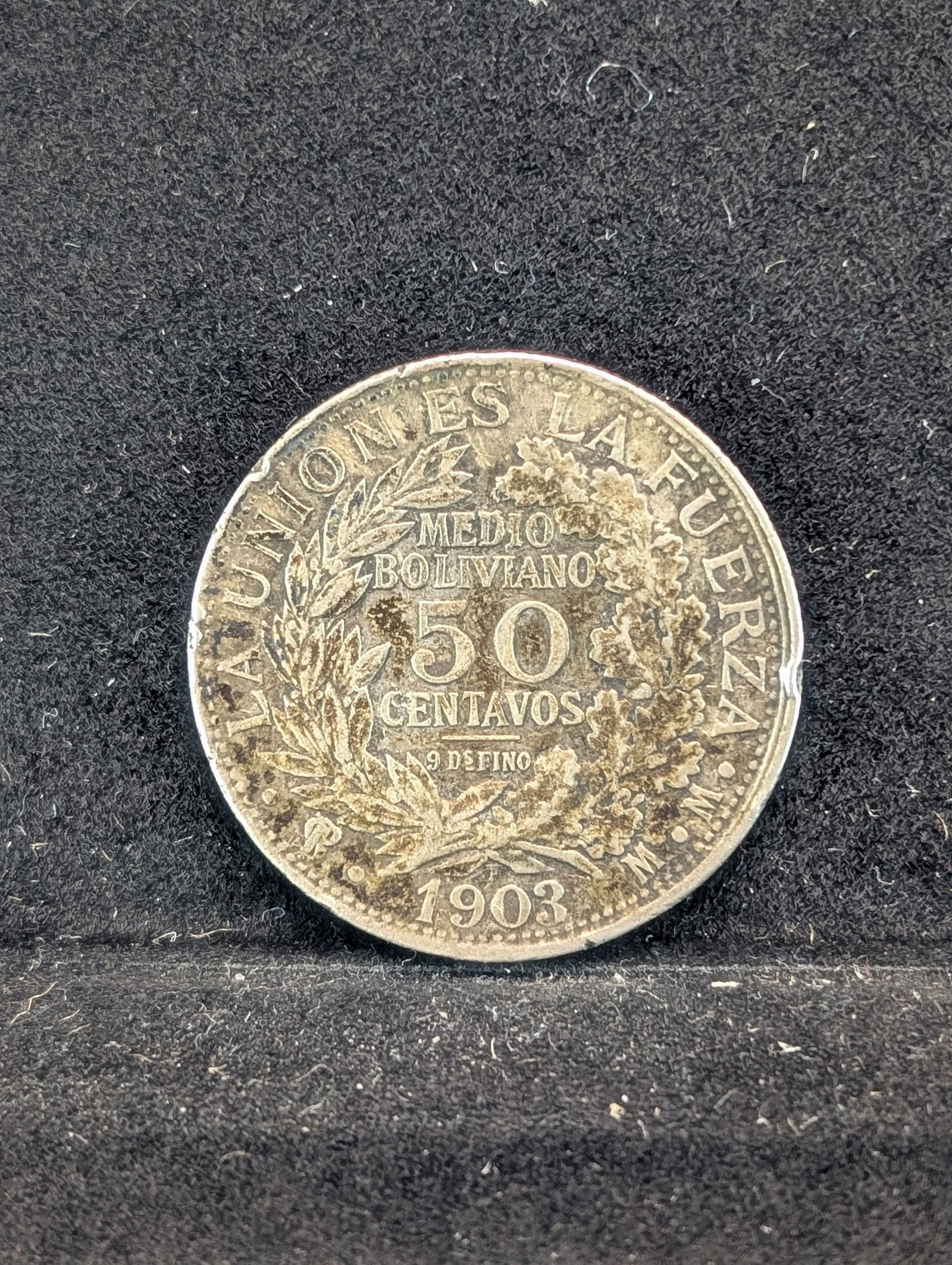 1903 Bolivia 50 Centavos- 90% Silver 11.5 Grams (1 of 2)