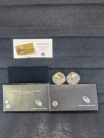 ( 2 Coins) 2018 WWI Centennial Silver and Navy Medal Set 2 Coins Proof OGP