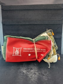 Twelve Assorted Bank Bags. Some With Zippers, Others With Drawstrings.