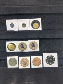 Lot of 10 - Vintage Tokens & Wooden Nickels