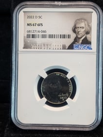 2022-D Jefferson Nickel  NGC MS67 6FS