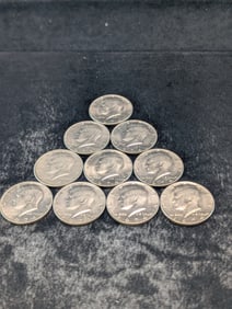 Ten 1974-P Kennedy Half Dollars