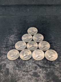 Ten 1993-P Kennedy Half Dollars