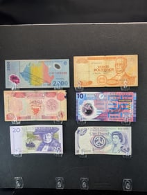 Lot of 6 Assorted Foreign Notes (Currency)