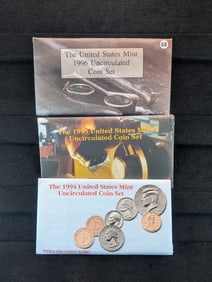 (3 sets) 1994 P&D, 1995 P&D, 1996 P&D United Stated UNC Coin Sets OGP