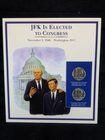 1966 & 1967 Kennedy Half Dollars 40% Silver Featuring  - JFK is Elected to Congress