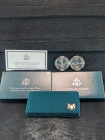 1999 P Yellowstone National Park Proof and UNC Silver Dollars OGP