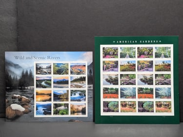 Sheet Of Wild And Scenic Rivers 2019 Forever Stamps & Sheet Of American Gardens 2020 Forever Stamps,