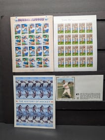 Sheet Of Baseball Sluggers 2006 39 Cent Stamps, Sheet Of The History Of Hockey 2017 Forever Stamps,