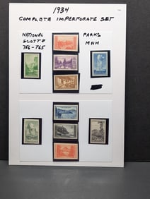 1934 Sheet Of Complete National Parks Imperformate Set