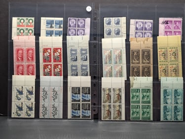 Two Sheets Of U.S. Plate Block Stamps