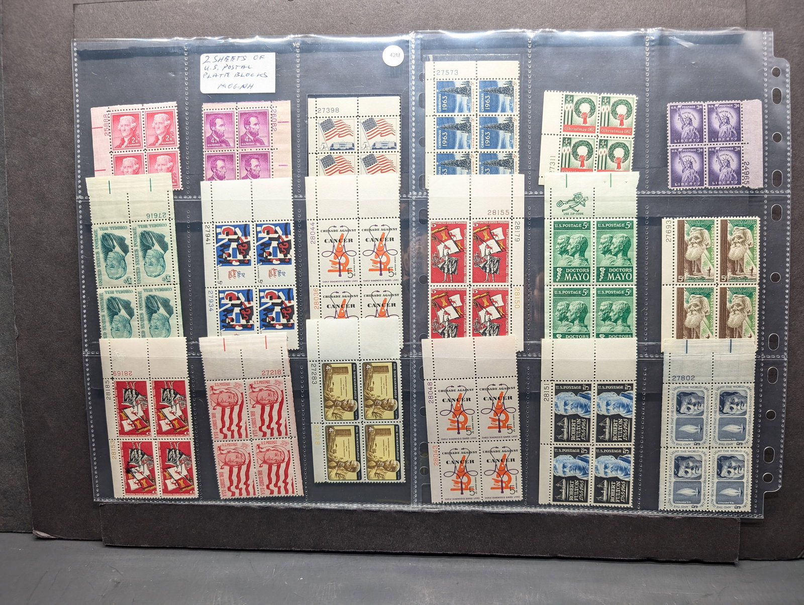 Two Sheets Of U.S. Postal Plate Blocks (1 of 5)