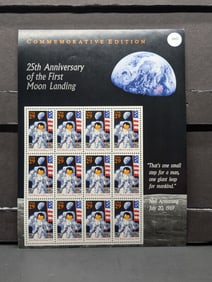 Mint Sheet Of Commemorative Edition 25th Anniversary Of The First Moon Landing Stamps