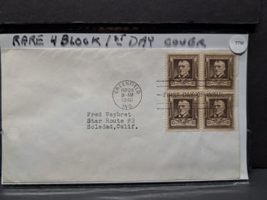 Rare U.S. 4 Block First Day Cover