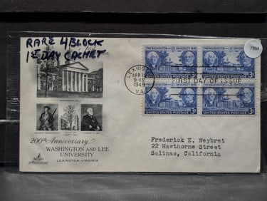 Rare U.S. 4 Block First Day Cover