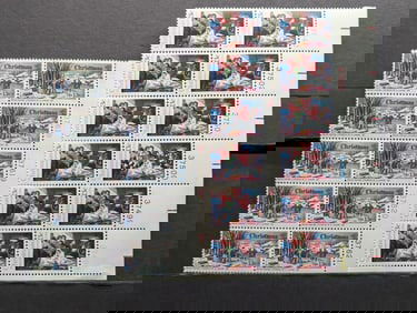 Two Plate Blocks w/10 & 12 Thirteen Cent U.S. Christmas Stamps