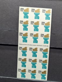 Plate Block w/18 Twentynine Cent U.S. Stamps