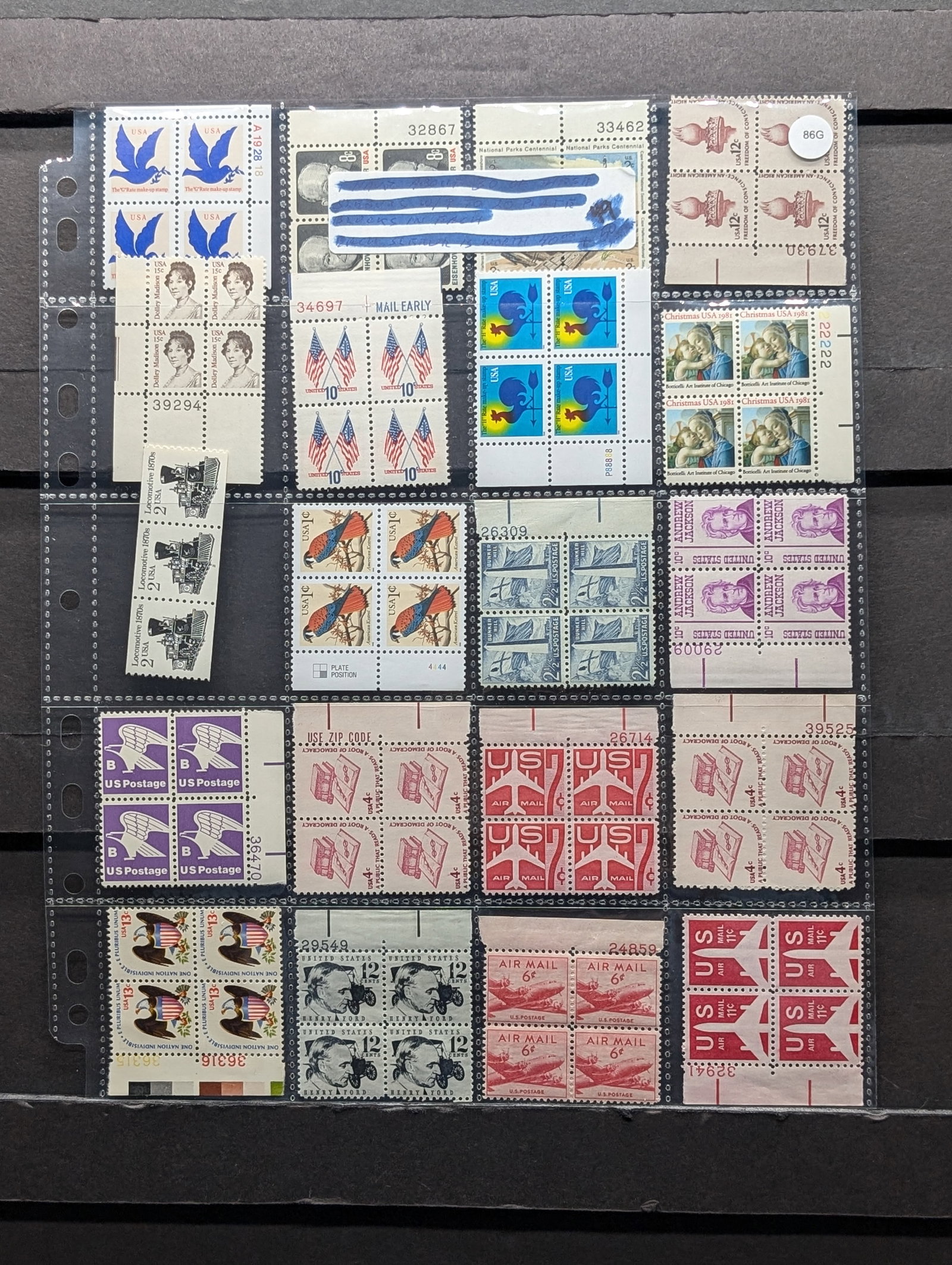 Sheet Of 20 U.S. Plate Block Stamps (1 of 3)