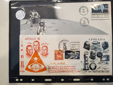 Apollo 8 and First Man on the Moon First Day of Issues and July 20, 1969 Moon Landing Special