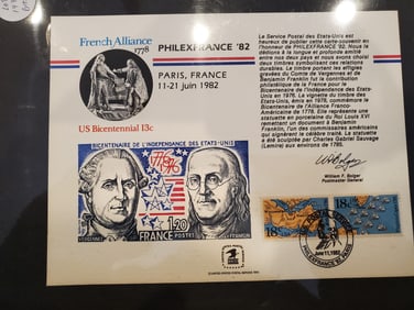1982 First Day Cancellation Philexfrance French Alliance 18 cent Pair Scott #'s 1937 and 1938 Pair