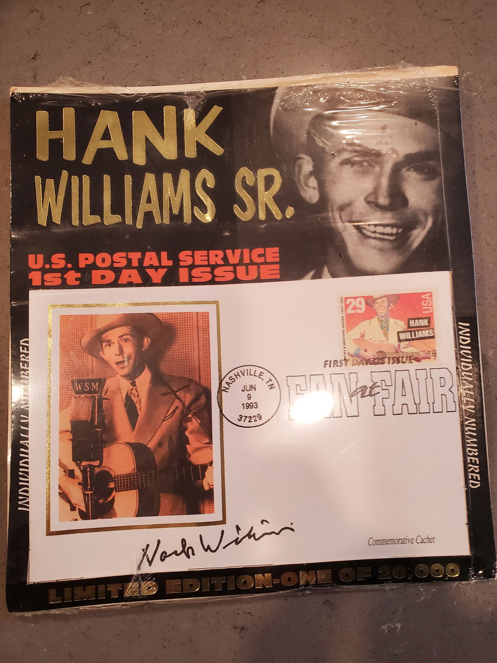 Hank Williams Sr Fan Fair- First Day Cancellation - June 9 1993 in Nashville, TN- Limited Edition (1 of 2)