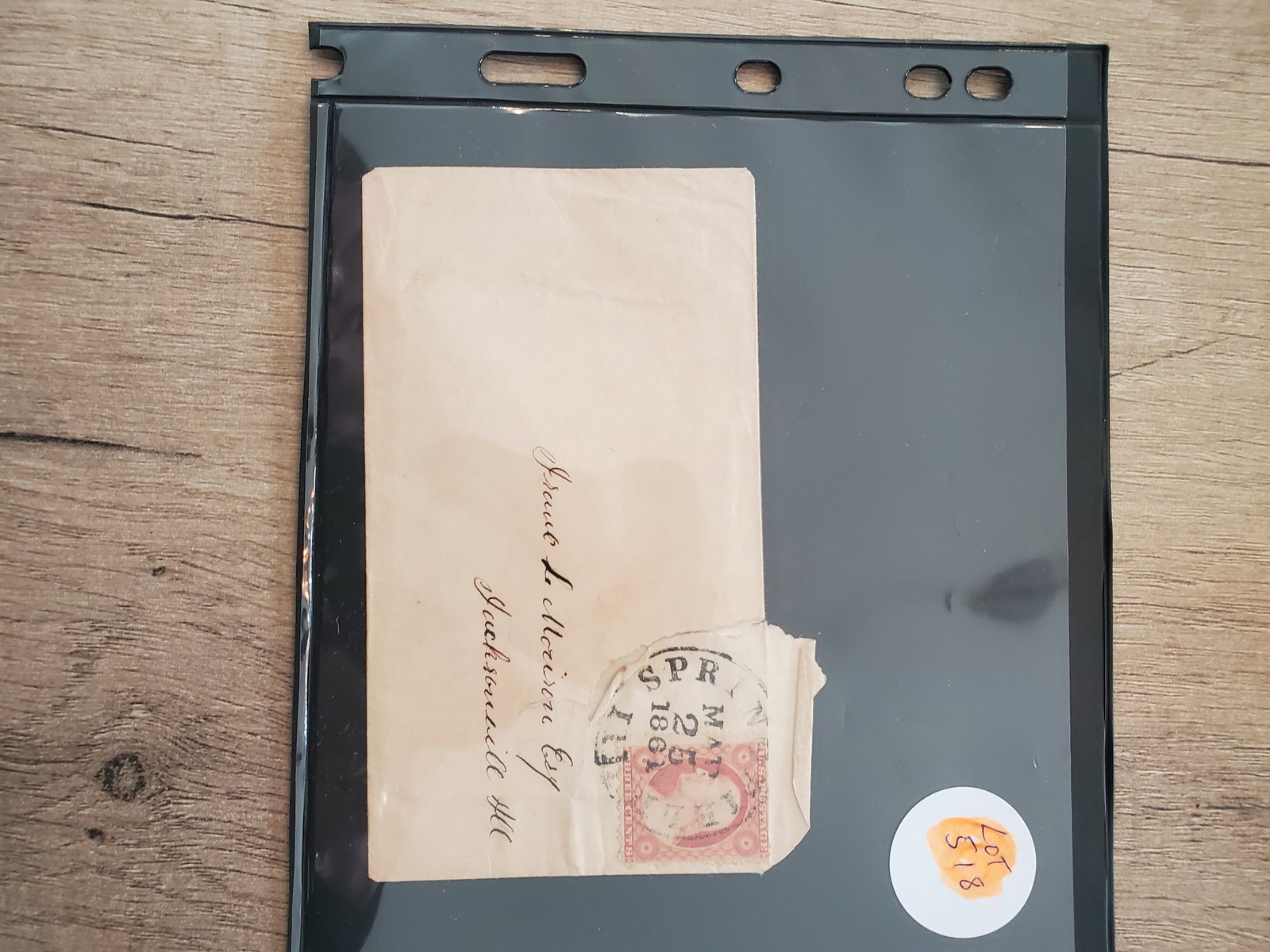 3 Cent Washinton on Envelope 1861 Cancellation Date Good Condition 1857-1861 estimated issue date (1 of 2)