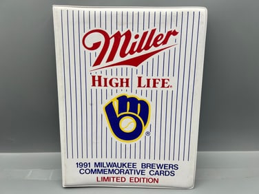 1991 Miller High Life Limited Edition Milwaukee Brewers Commemorative Partial Set In Binder -