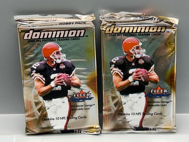 Lot of (2) 2000 Dominion Football Sealed Hobby Packs - Possible Tom Brady RC