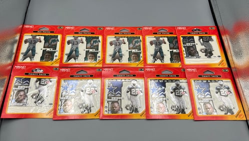 Lot of (10) 1990s Dan Marino & Emmitt Smith Sealed Magnets